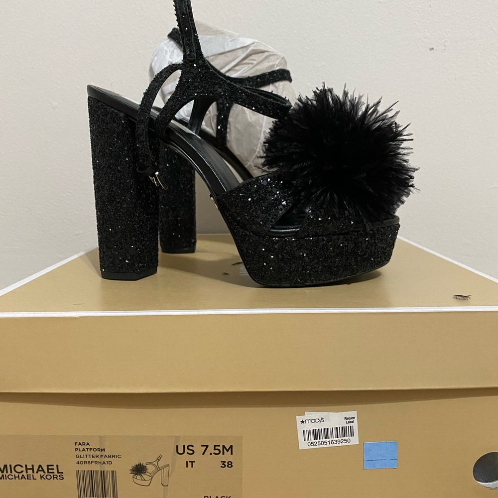 Black Glitter Michael Kors Platform